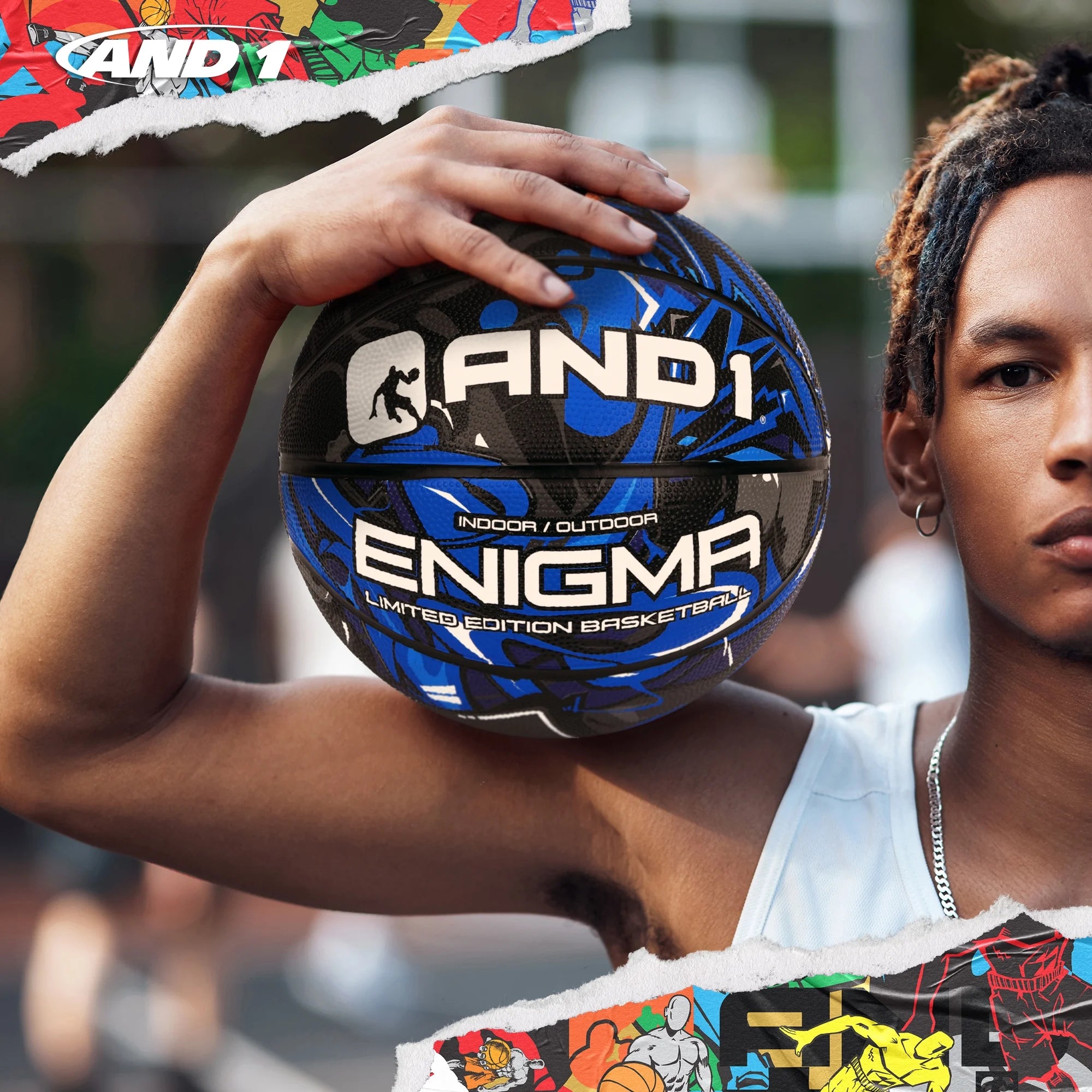 Enigma Youth Rubber Basketball: Size 5 (27.5") for Indoor/Outdoor, Deep Channel Construction, Includes 10-Inch Pump