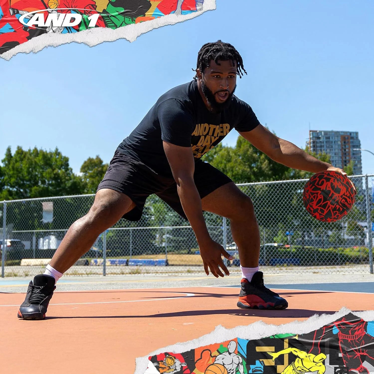 Fantom Graffiti Rubber Basketball, Size 7 (29.5"), Deep Channel Construction, Indoor/Outdoor Use